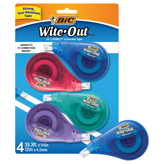 BIC Wite-Out Correction Tape, 4 Tapes
