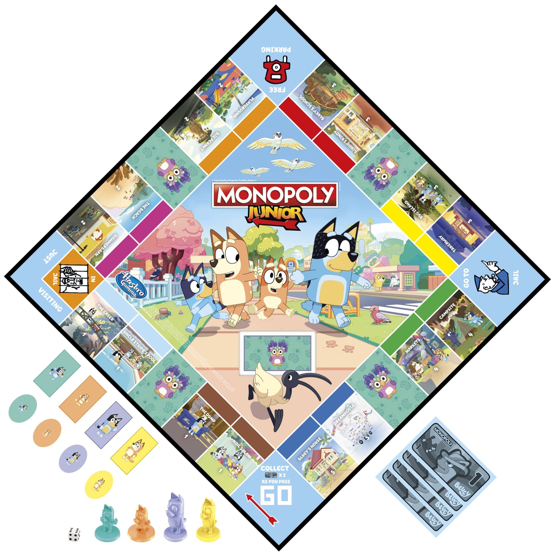 Monopoly Junior: Bluey Edition Board Game for Kids Ages 5+, Play as Bluey, Bingo, Mum, and Dad, Features Artwork from The Animated Series - English (Amazon Exclusive) Hasbro Gaming