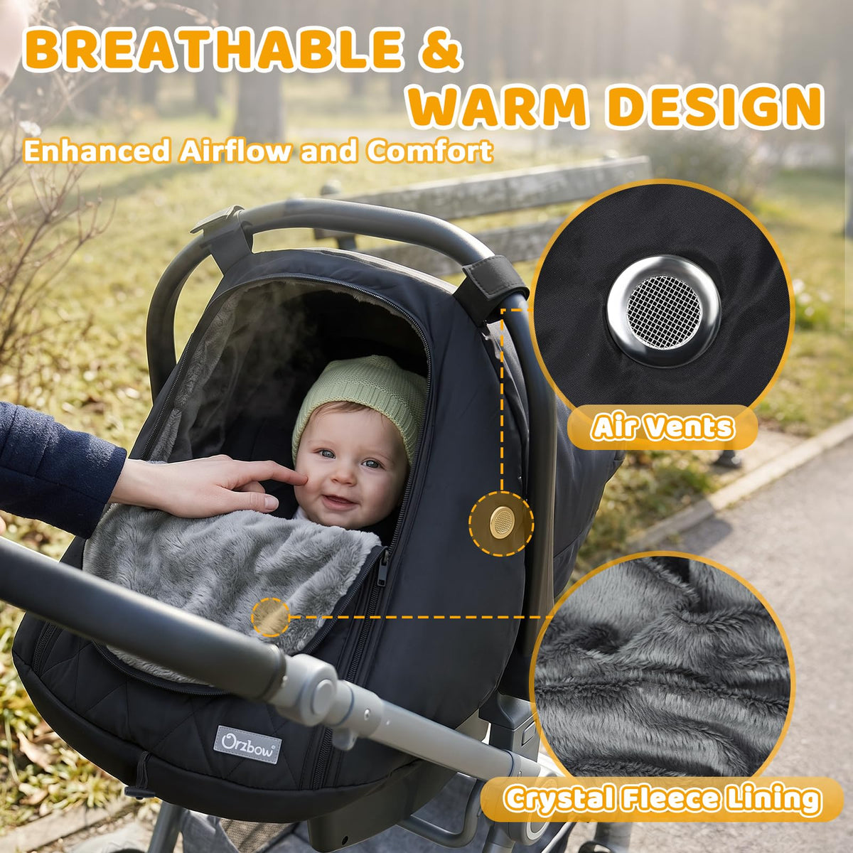 Orzbow Winter Car Seat Cover Baby - Waterproof Carseat Canopy, Black 🍁 All In One Marketplace Canada