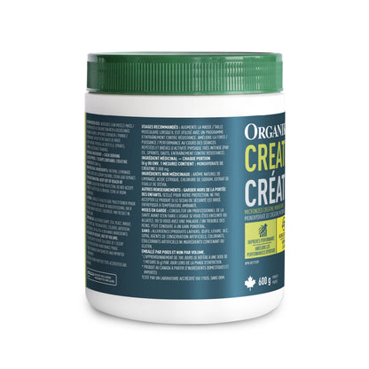 Organika Canadian-Made Creatine Powder- Lemonade- Pure Micronized Creatine Monohydrate - Helps Build Lean Muscle, Increase Strength, and Improved Recovery and Performance for Men and Women - 600g