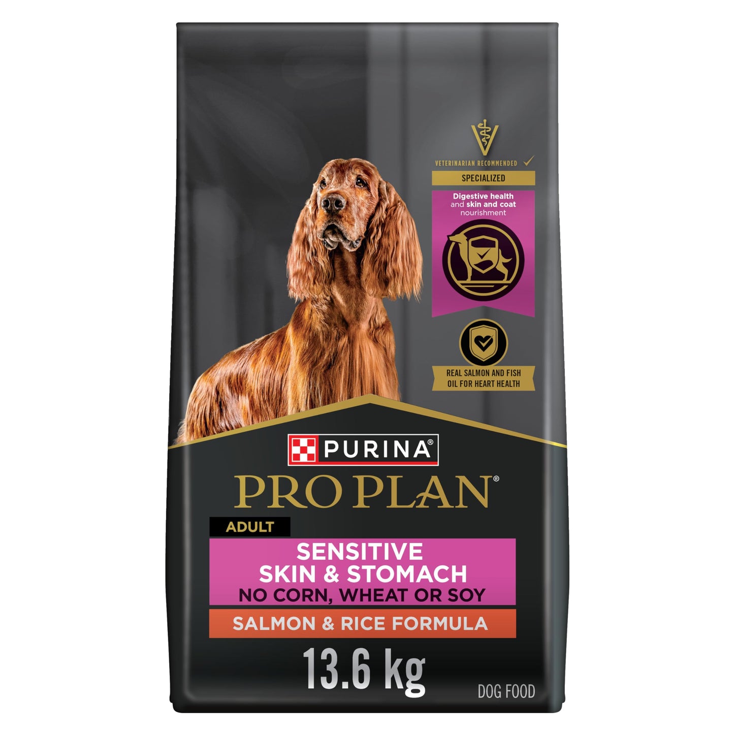 Purina Pro Plan Sensitive Skin & Stomach Dry Dog Food, Salmon & Rice - 13.6 kg Bag