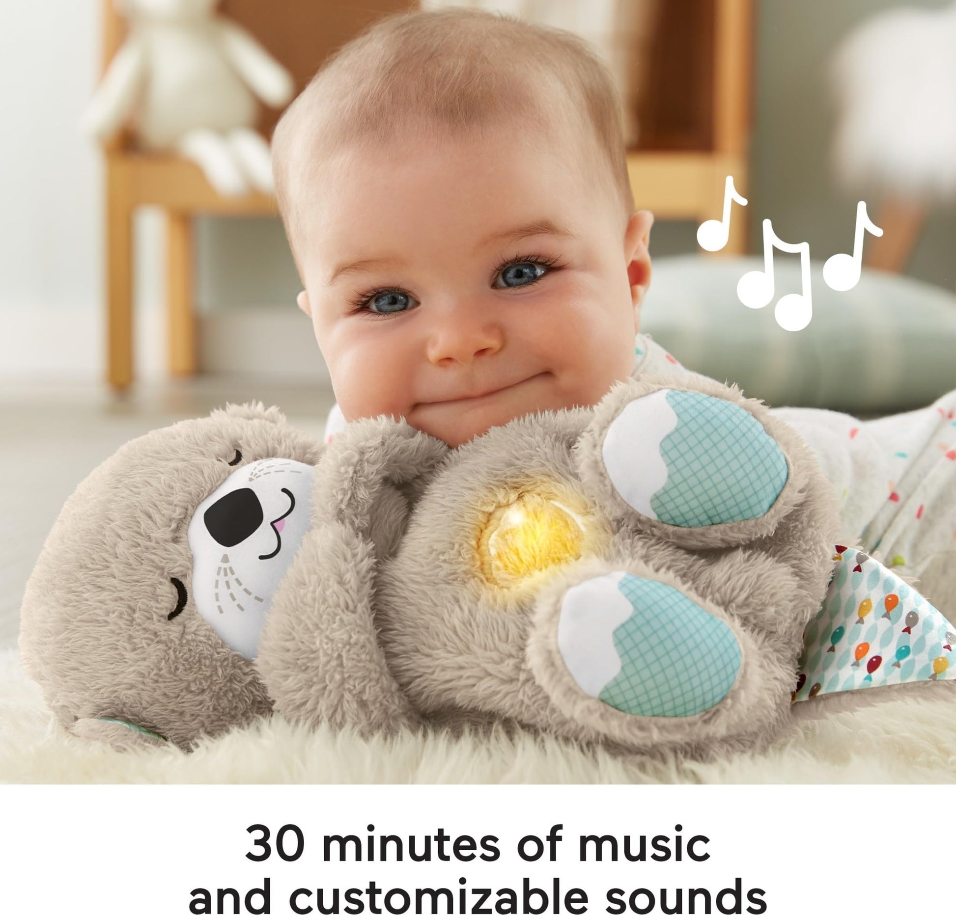 Fisher-Price Baby Toy Soothe ‘n Snuggle Otter, Plush Portable Sound Machine with Breathing Motion & Lights for Newborns Ages 0+ Months