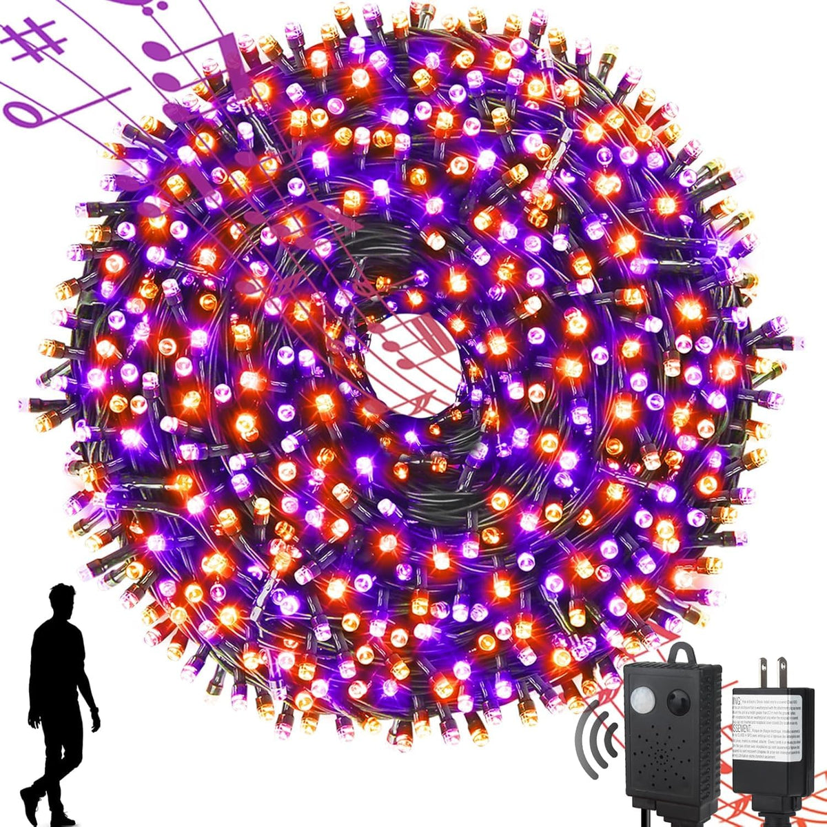 MZD8391 105FT 300LED Halloween Light, Orange Purple Christmas Light & Music 🍁 All In One Marketplace Canada