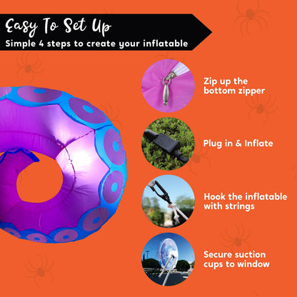 Joiedomi 3 Pcs Halloween Inflatables Octopus Tentacle Outdoor Window Decorations, Octopus Legs with Build-in LEDs, Halloween Front Door Window Roof Prop, Outdoor Holiday Blow up Decor for Garden Lawn 🍁 All In One Marketplace Canada