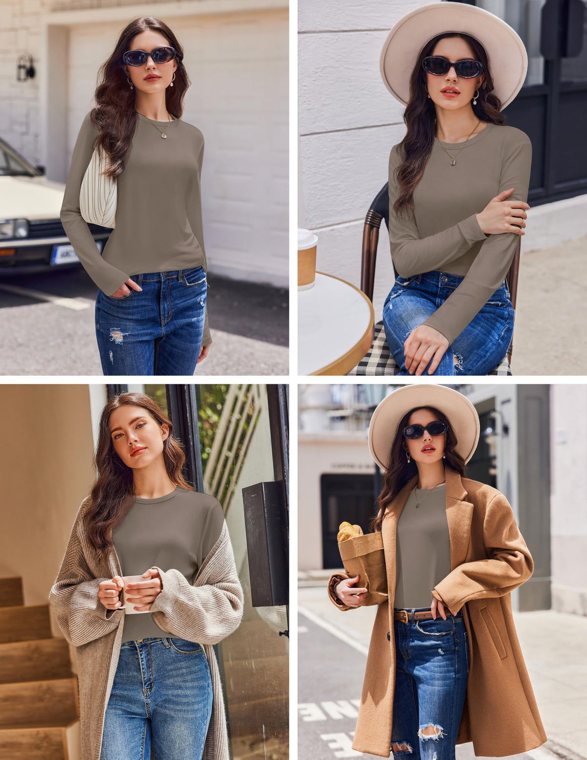 Ekouaer Long Sleeve Shirt Women Basic Tops Casual Crew Neck Tshirts Fall 🍁 All In One Marketplace Canada
