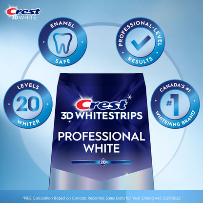 Crest 3D Whitestrips Professional White At-Home Teeth Whitening Kit, 22 Treatments, 20 Levels Whiter