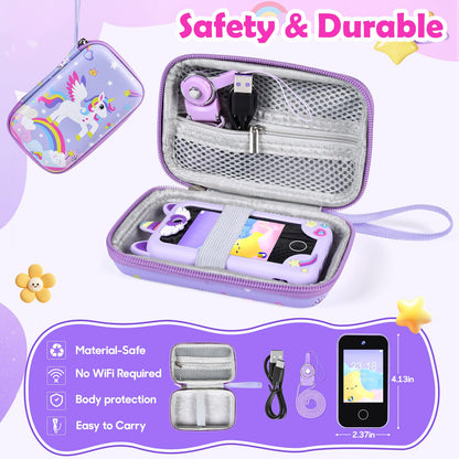 Jusvenmt Upgrade Kids Phone Toy for 3 4 5 6 7 8 Year Old, Christmas & Birthday Gift for Girls Ages 3-10, Touchscreen Toddler Smartphone with 44 Games, Dual Camera, MP3 Player, 32GB Card, Bag Purple 🍁 All In One Marketplace Canada