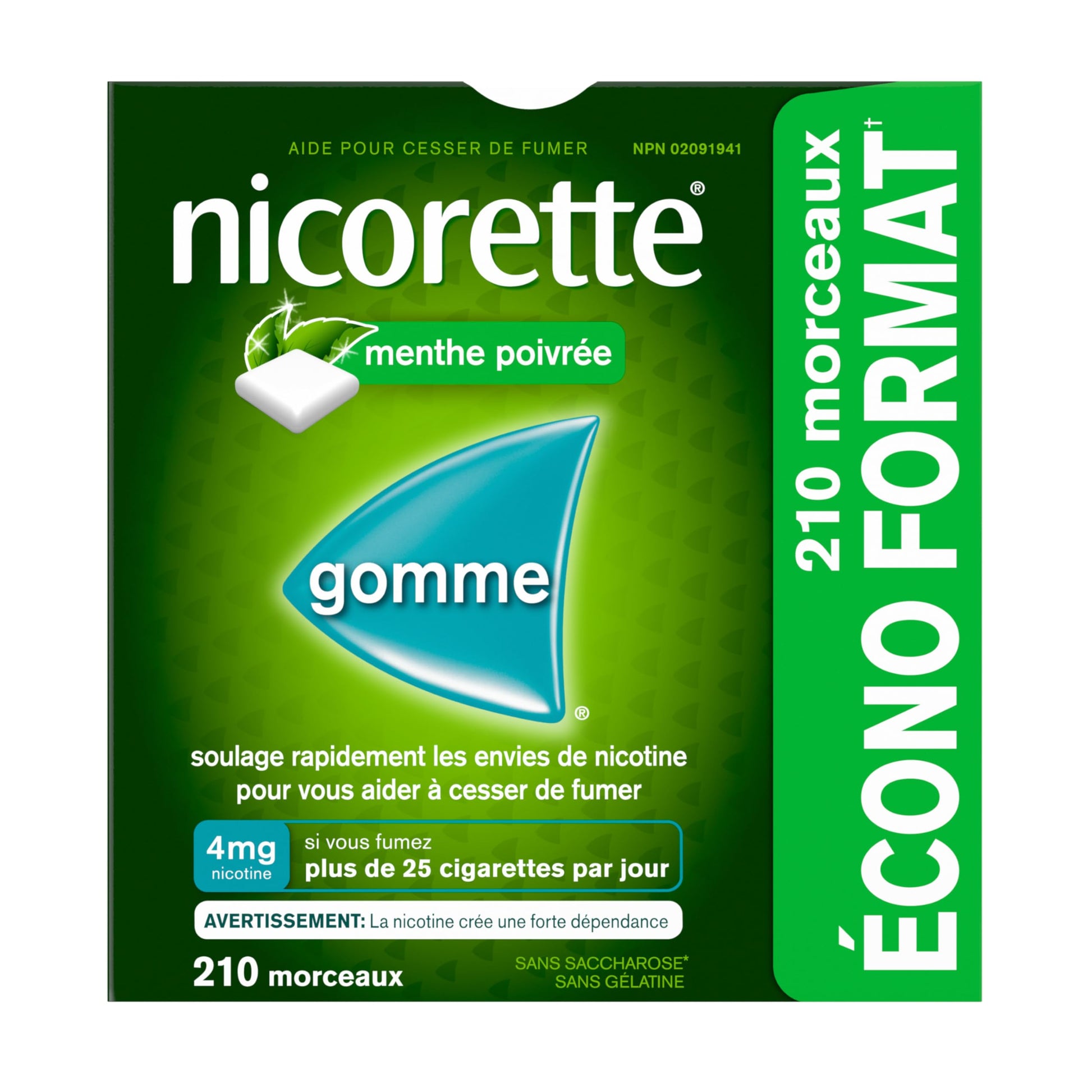 Nicorette Peppermint Gum, 4MG, Quit Smoking, Nicotine Gum, Smoking Cessation Aid, NRT, Reduce Cravings, 210 Pack Nicorette