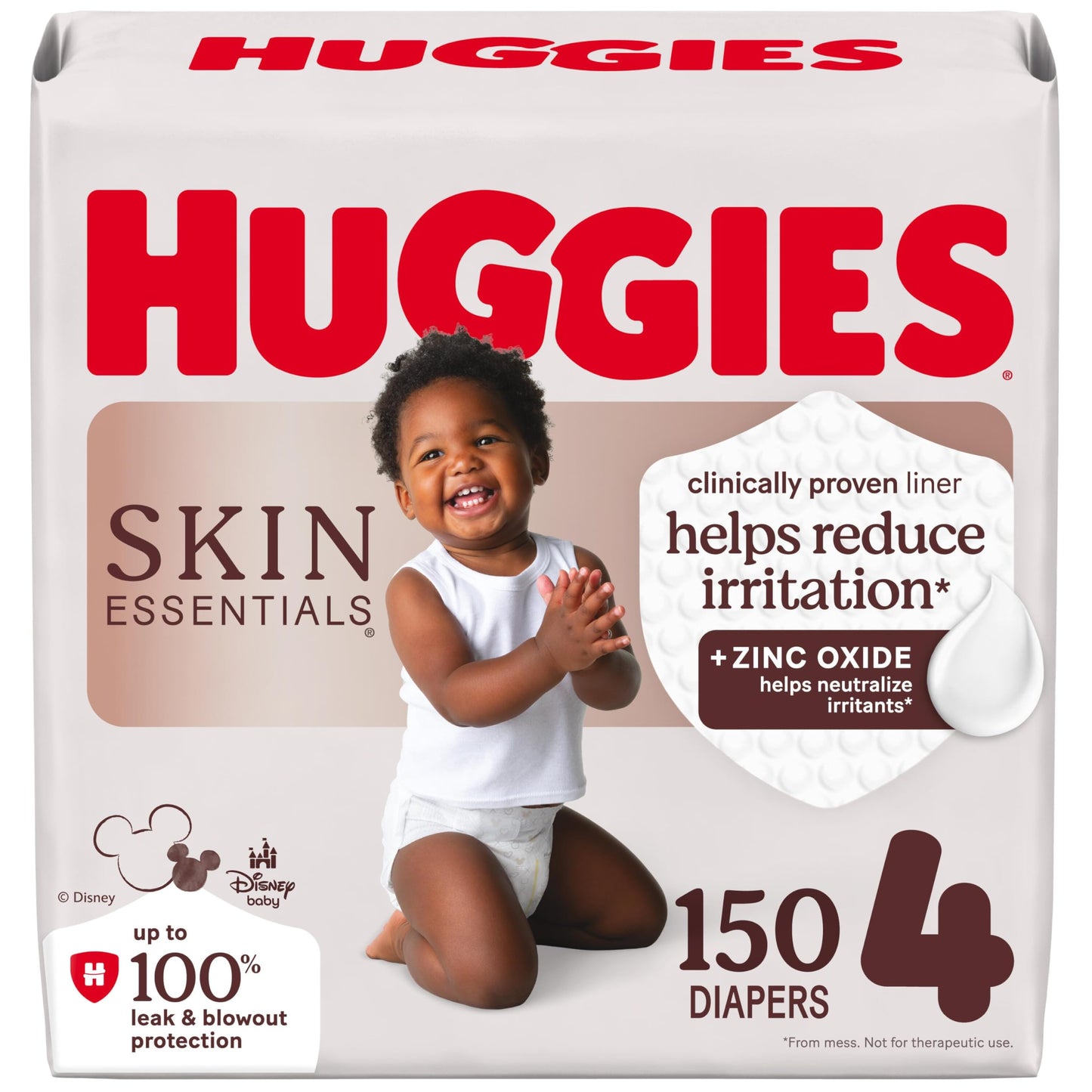 Huggies Size 4 Diapers, Skin Essentials Baby Diapers, Size 4 (22-37 lbs), 150 Count, Packaging May Vary