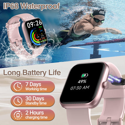 Smart Watch for Men Women with Bluetooth Call,Alexa Built-in Smartwatch,1.83"DIY Dial Fitness Watch with Sleep Heart Rate SpO2 Monitor,100+ Sport Mode,IP68 Waterproof Watch Compatible with Android iOS - Available at All In One Marketplace Canada