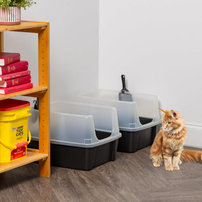 IRIS USA Large Cat Litter Boxes, Open Top High Sided Pan w/Scoop, Black 🍁 All In One Marketplace Canada