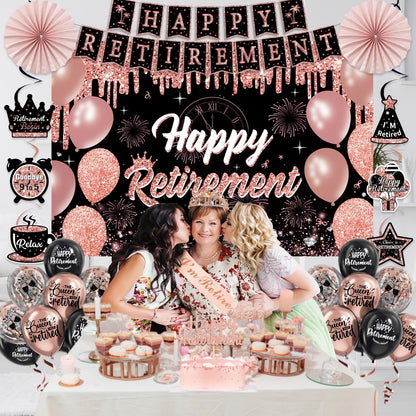 Retirement Party Decorations for Women, Pre-Assembled Rose Gold Black Set. 🍁 All In One Marketplace Canada
