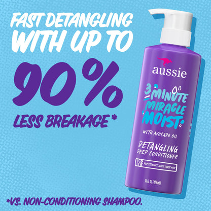 Aussie Miracle Moist Shampoo 778 mL, Miracle Moist Conditioner 778 mL, 3 Minute Miracle Deep Conditioner Hair Treatment 475 mL, Infused with Avocado & Australian Jojoba Oil, 2.03 L Total - Available at All In One Marketplace Canada