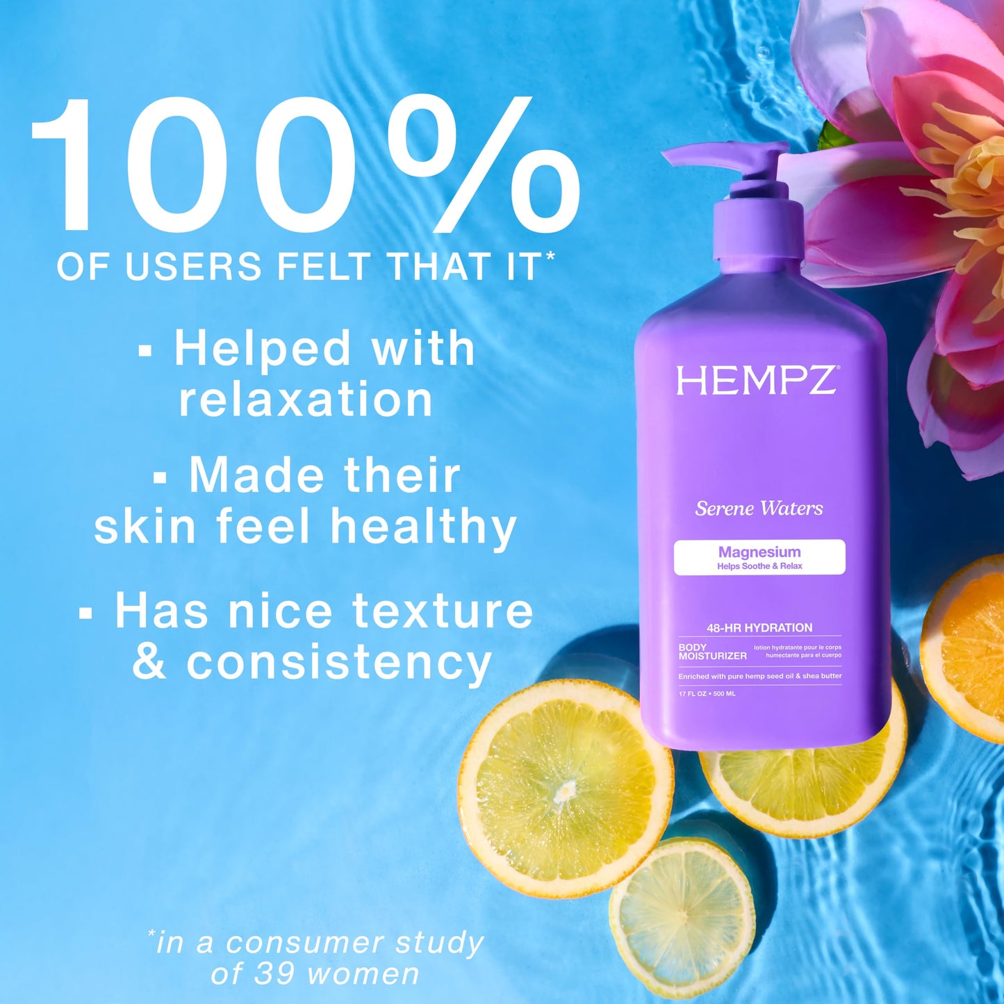 Hempz Magnesium Body Lotion, Serene Waters Moisturizer, Soothing and Hydrating with Arnica, 17 fl.oz. - Available at All In One Marketplace Canada
