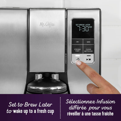 Mr. Coffee Programmable Coffee Maker | 10-Cup Coffee Machine with Thermal Carafe | Stainless Steel