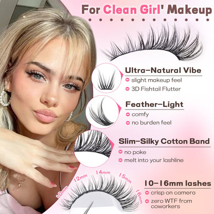 Goddvenus Cluster Lashes Kit Wispy Natural 300pcs Eyelashes Clusters 10-16mm DIY Eyelash Extensions Kit C Curl Individual Lashes for DIY Lash Extension