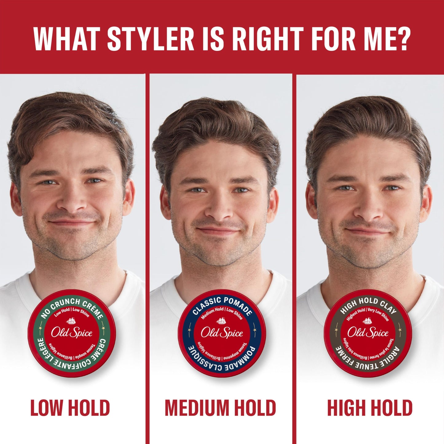 Old Spice Hair Styling Pomade for Men, Medium Hold No Shine, 126 g Total (2 Count of 63 g Each) - Available at All In One Marketplace Canada