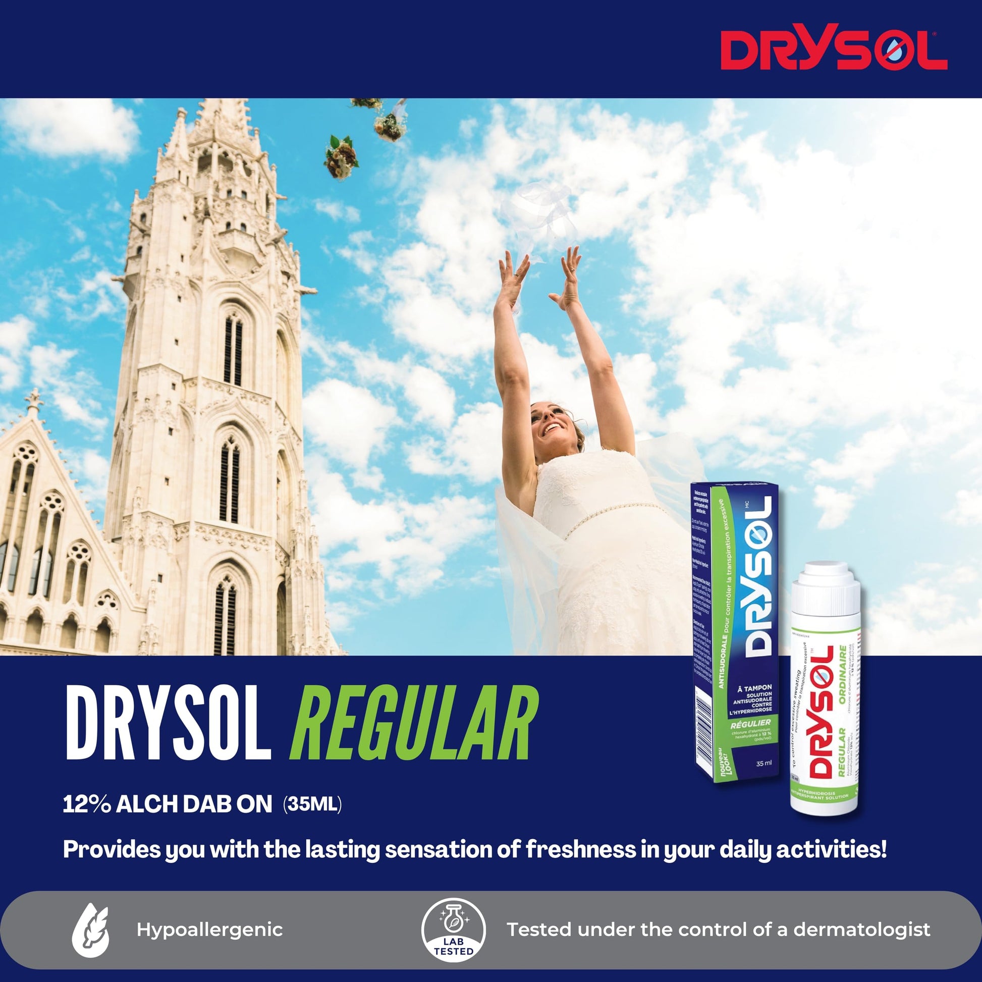 DRYSOL 12% Regular Strength - Clinical Strength Antiperspirant - Aluminum Chloride Hexahydrate - Moderate Sweating Control - For Men and Women - Available at All In One Marketplace Canada
