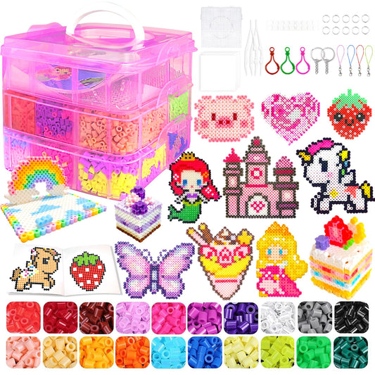 11000 Fuse Beads Craft Kit with Storage Box,20 Colors 5mm Beads, Pegboards, Ironing Papers and Accessories. Arts and Crafts Set Toys Gifts for Boys & Girls Christmas Birthday.DIY Craft Gift for Kids 🍁 All In One Marketplace Canada