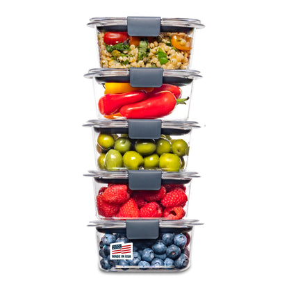 Rubbermaid Brilliance Food Storage Containers with Lids, 1.3-Cup, 5 Pack