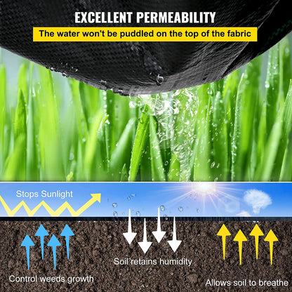 VEVOR 3FTx300FT Premium Weed Barrier Fabric Heavy Duty 3OZ, Woven Weed Control Fabric, High Permeability Good for Flower Bed, Geotextile Fabric for Underlayment, Polyethylene Ground Cover