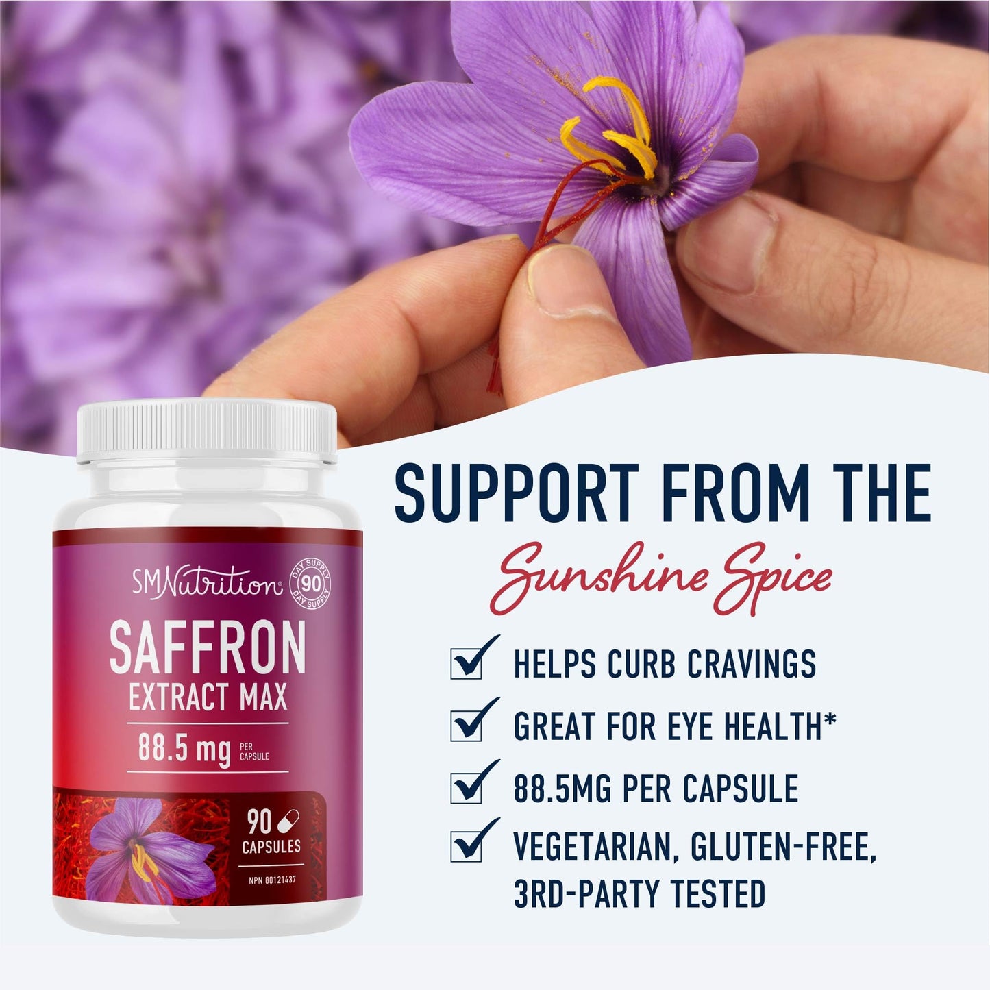 Saffron Extract Capsules 88.5mg | 90-Count Bottle | 3:1 Concentrated Formula for Antioxidant Benefits | Vegetarian, Gluten-Free, Non-GMO