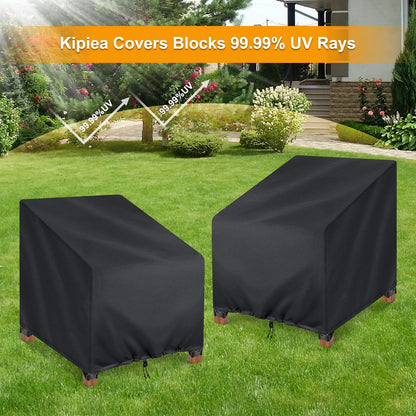 Kipiea 600D Patio Chair Covers Waterproof Winter 2 Pack - Heavy Duty Lawn Outdoor Furniture Chair Covers with Anti UV and No Tears, No Fading (30"W x 37"D x 31"H） 🍁 All In One Marketplace Canada