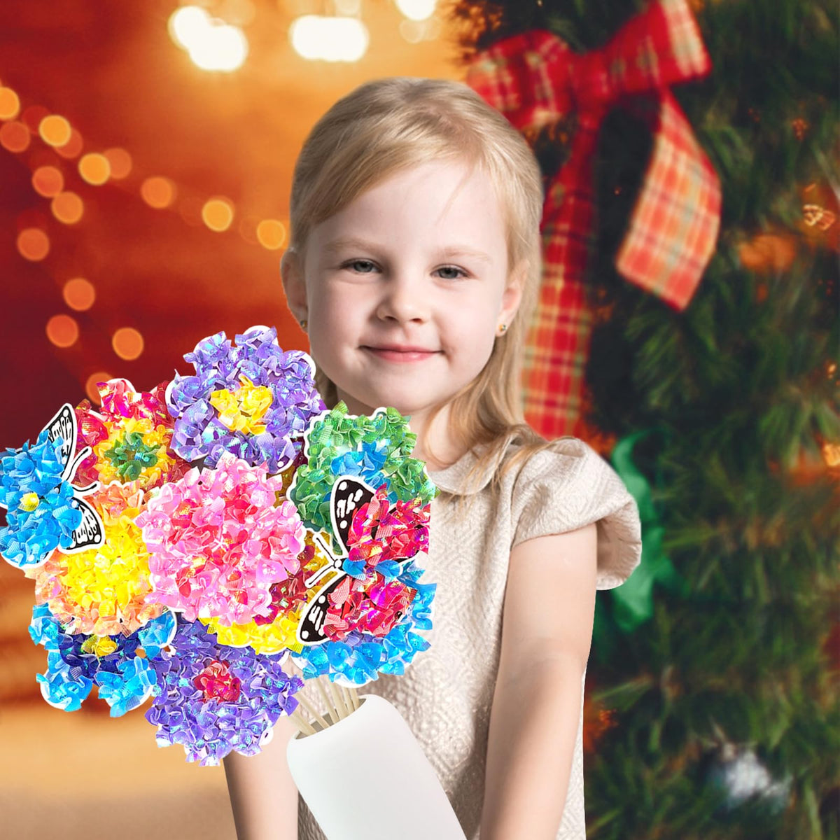 Poke in Fun Art Flower Bouquet Craft Kits for Kids,with 10 Flowers & 2 Butterflies,Arts and Crafts,Mess-Free Craft,DIY Art Activity Birthday Christmas Gifts Ideas for Girls & Boys Ages 4 5 6 7 8 9+ 🍁 All In One Marketplace Canada