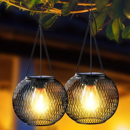 Ortiny Solar Lanterns Outdoor,Hanging Metal Lanterns,2PACK,Black 🍁 All In One Marketplace Canada