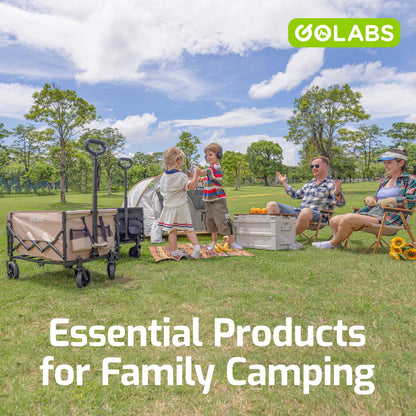 Golabs Collapsible Wagon Cart Max 350lb Load & Expandable Storage 100L, Double Bearing Design for Flexible Steering, Foldable Heavy Duty Garden Cart with 2 Cup Holders for Groceries, Garden & Camping - Available at All In One Marketplace Canada