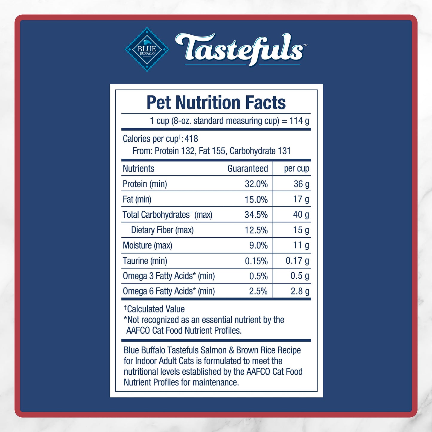 Blue Buffalo Tastefuls Salmon & Brown Rice Recipe Dry Indoor Cat Food for Adult Cats, Real Salmon First, Deliciously Healthy Natural Cat Food, Supports Digestive Care and Coat Health, 3.1kg Bag