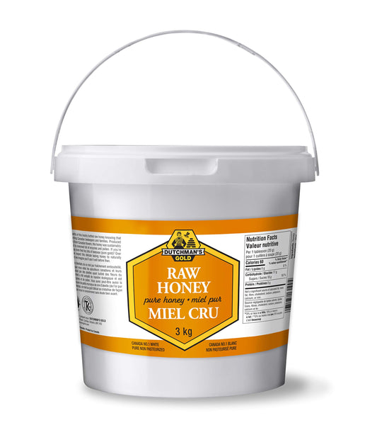 Dutchman's Gold Raw Honey | 100% Canadian Unpasteurized & Cold-Processed | Naturally Creamy & Spreadable | Contains Bee Pollen, Royal Jelly & Beeswax | Made in Canada | 3 kg