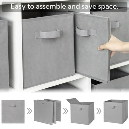 GRANNY SAYS Cube Storage Bins, Pack of 6 Fabric Storage Cubes 11x11, Collapsible Square Storage Boxes for Shelves, Cube Bac de Rangement, Cubby Storage Bins for Organising Clothes Kids Toys, Grey