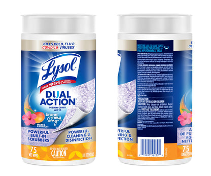 Lysol Brand New Day Dual Action Disinfecting Wipes, 6 X 75 ct