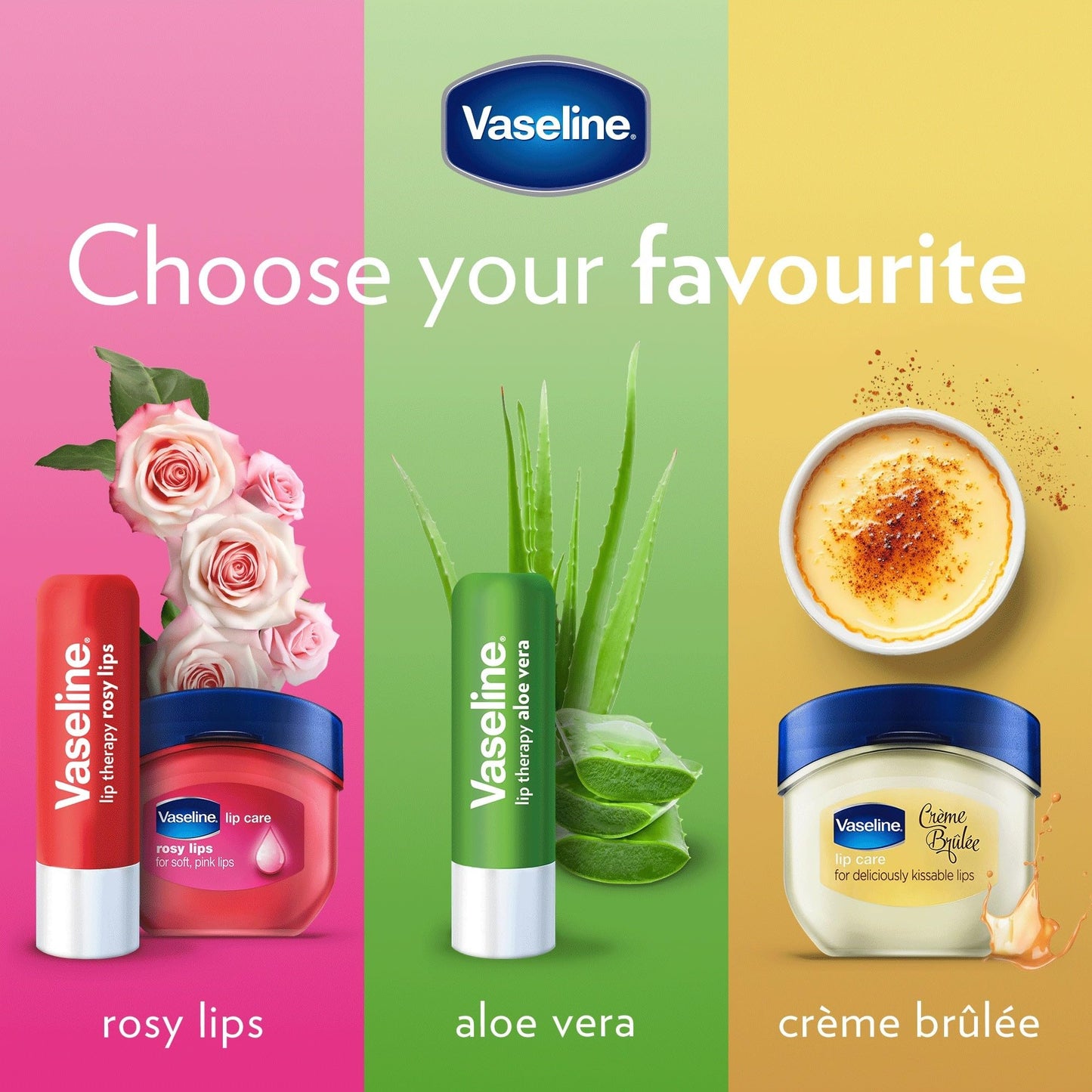 Vaseline® Lip Therapy® Rosy Lips Mini, Long-lasting moisturization with a light rosy fragrance and color.