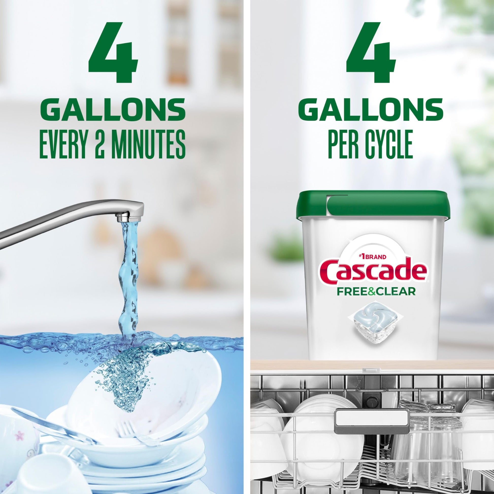 Cascade Free & Clear Dishwasher Detergent Pods, Dish Detergent Soap, 0% Added Perfume, Chlorine Beach & Dye, Unscented, 51 Count - Available at All In One Marketplace Canada