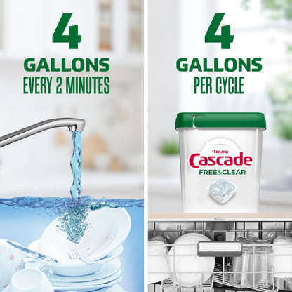 Cascade Free & Clear Dishwasher Detergent Pods, Dish Detergent Soap, 0% Added Perfume, Chlorine Beach & Dye, Unscented, 51 Count - Available at All In One Marketplace Canada