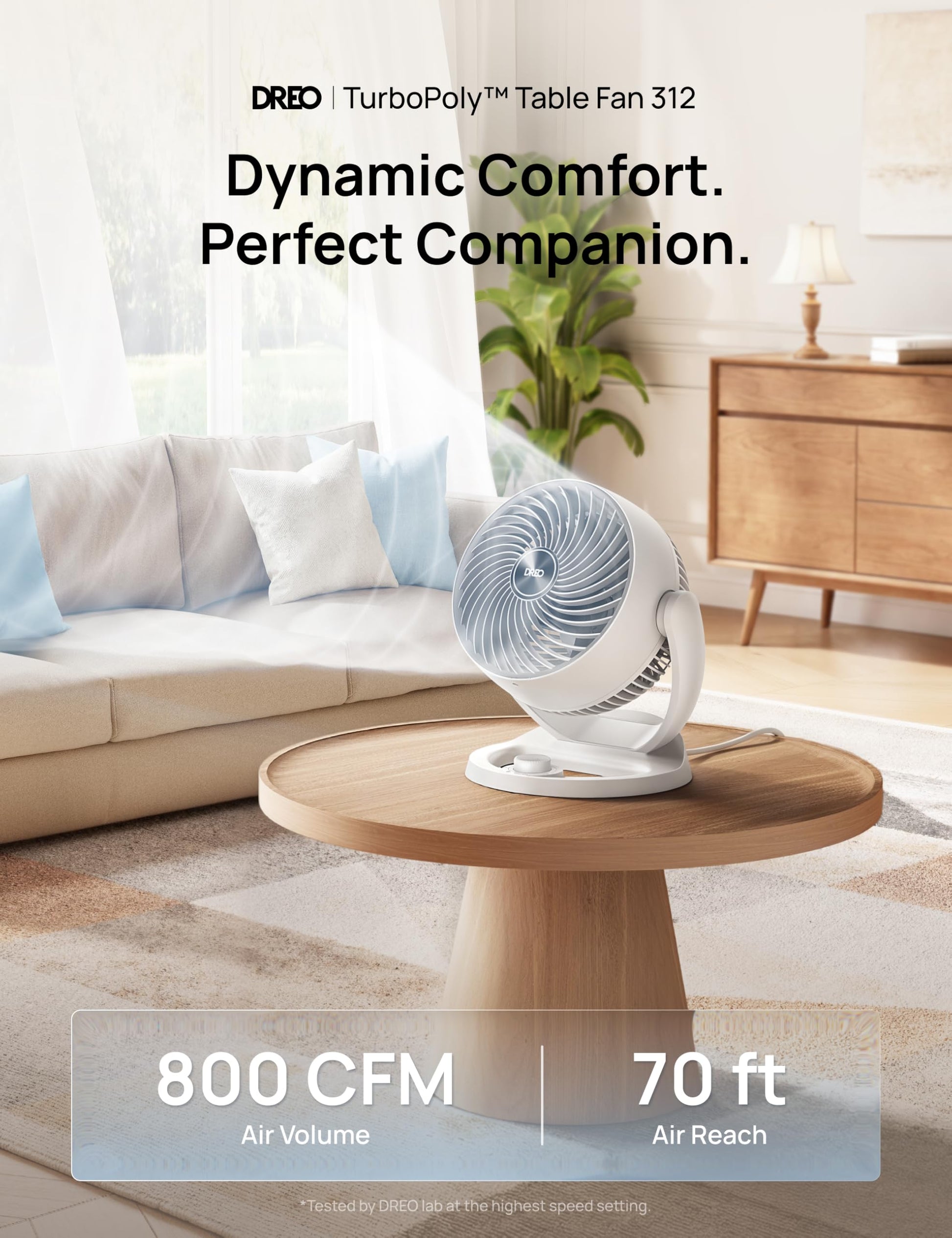 DREO Fan for Bedroom, 12 Inches, 70ft Powerful Airflow, 25db Quiet Table Air Circulator Fans for Whole Room, 120° Adjustable Tilt Desk Fan, 3 Speeds, Desktop Fan for Home, Office, Kitchen, RV