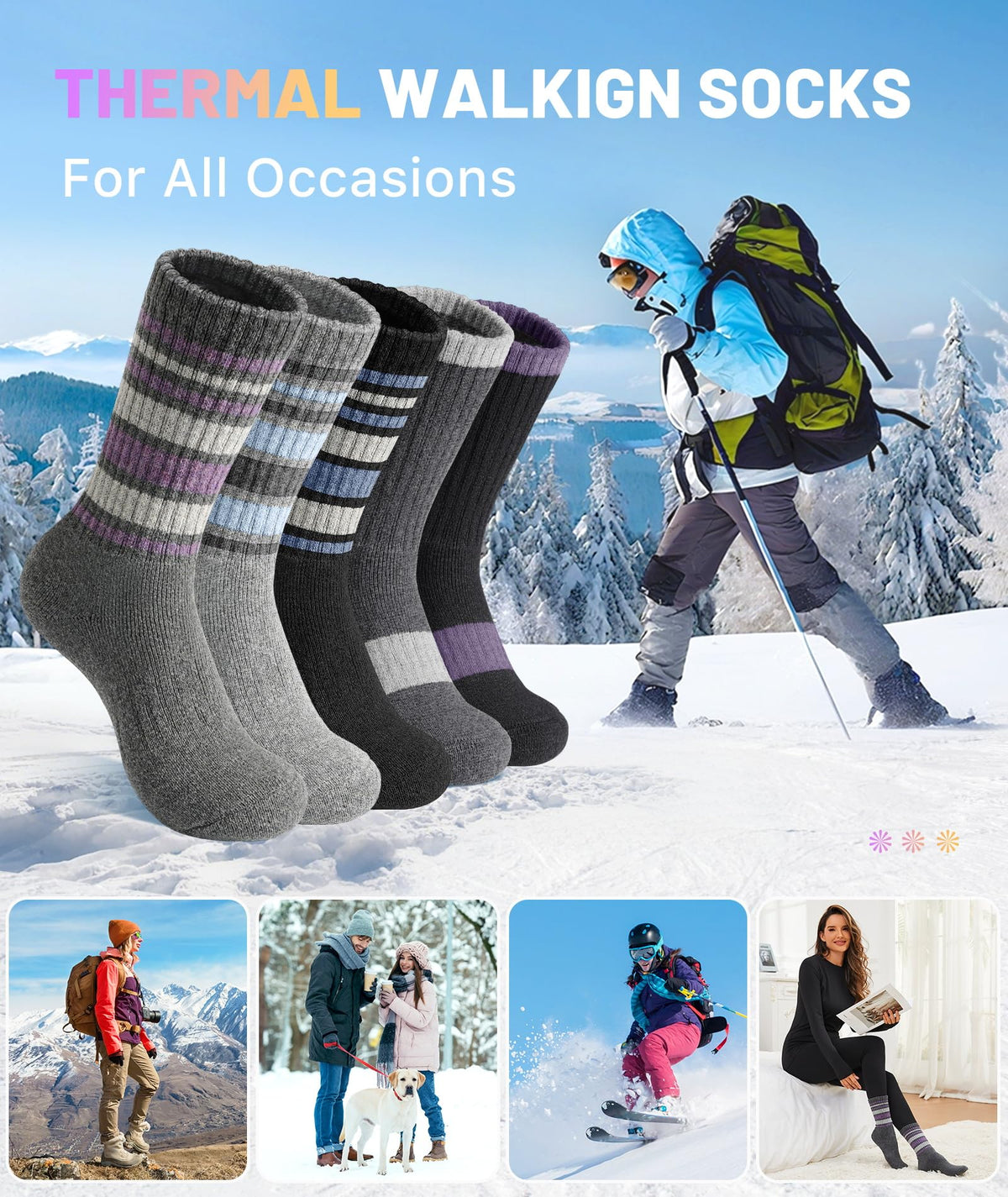 SIMIYA Merino Wool Socks for Women 5 Pairs Extra Thick Winter Thermal Warm 🍁 All In One Marketplace Canada