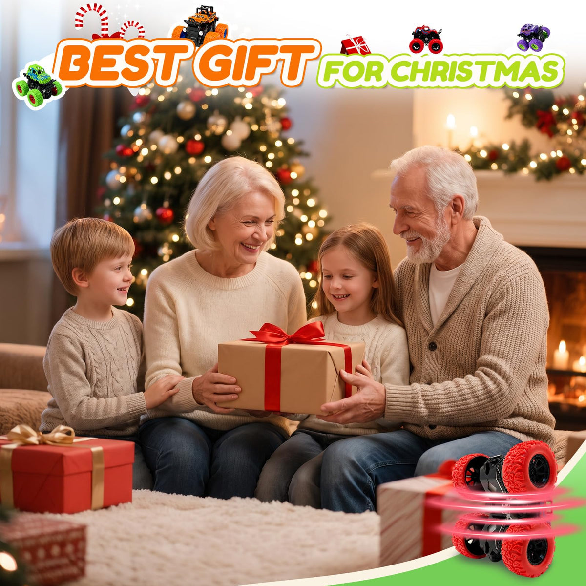 Monster Truck Toys, 4 Pack Friction Powered Toy Cars Push and Go Truck Toys for Toddlers Kids Ages 2-4 3-5 4-7 Best Christmas Birthday Gift Party Favors for Boys and Girls 2 3 4 5 6 7 Year Old 🍁 All In One Marketplace Canada