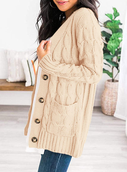 PRETTYGARDEN Women's Cable Knit Cardigan Sweaters Fall(Beige,M) 🍁 All In One Marketplace Canada