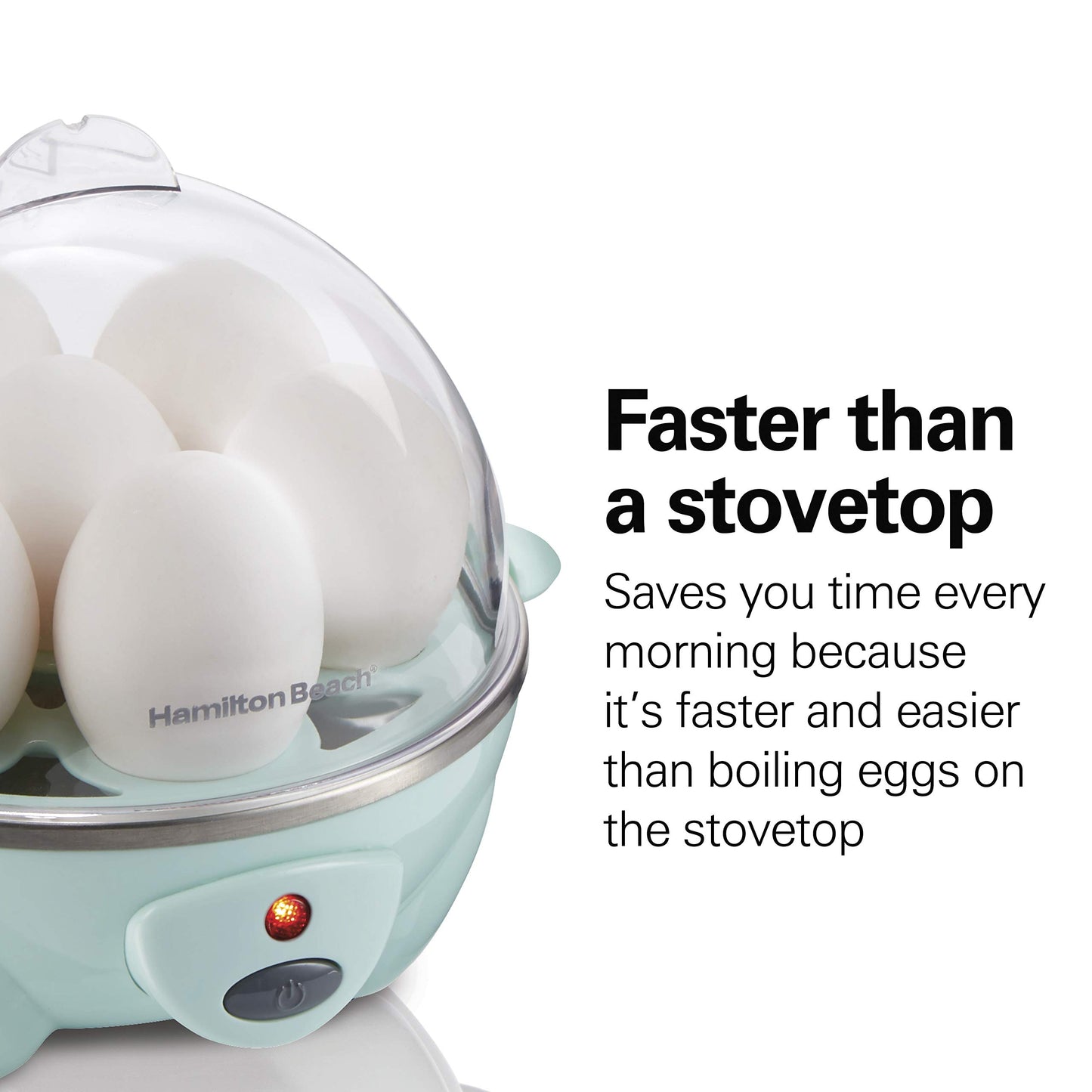 Hamilton Beach 3-in-1 Egg Cooker, Hard-Boiled, Poached, Omelets, 7 Egg Capacity, Teal, 25504G