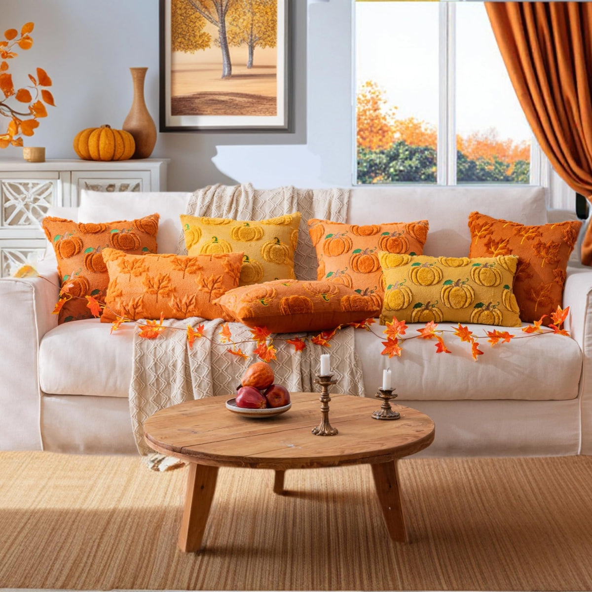 AQOTHES Fall Pumpkin Orange Throw Pillow Covers 18x18 Inch Pack of 2 🍁 All In One Marketplace Canada