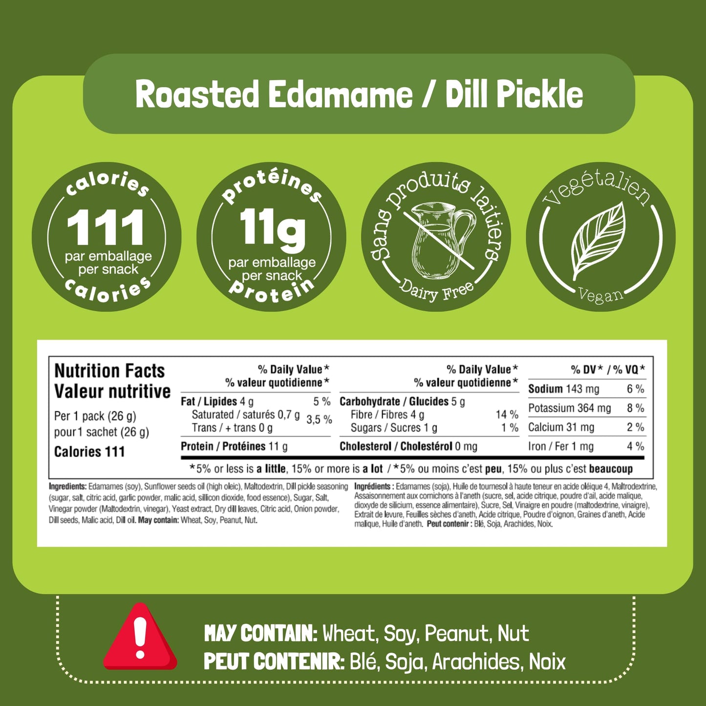 GoBeanz Crunchy Roasted Edamame, Tasty Dill Pickle High Protein Healthy Snack, For Adults & Kids, 20 Single Serve Packs, Low calorie, Low Sugar Plant Based, Salty Snacks