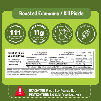 GoBeanz Crunchy Roasted Edamame, Tasty Dill Pickle High Protein Healthy Snack, For Adults & Kids, 20 Single Serve Packs, Low calorie, Low Sugar Plant Based, Salty Snacks