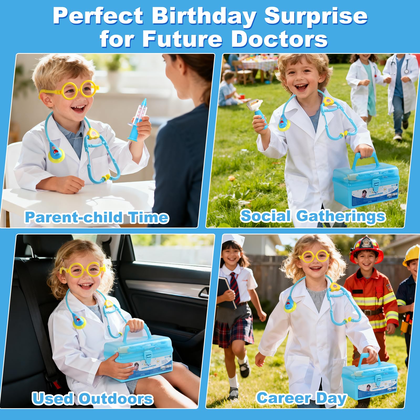 Doctor Kit Kids Toys for 2 3 4 Year Old Girl Boys, Dentist Kit Pretend Play Costume Dress Up Game Medical Kit Educational Toddler Toys for 2 3 4 5 6 + Year Old Boys Girls Birthday Gifts
