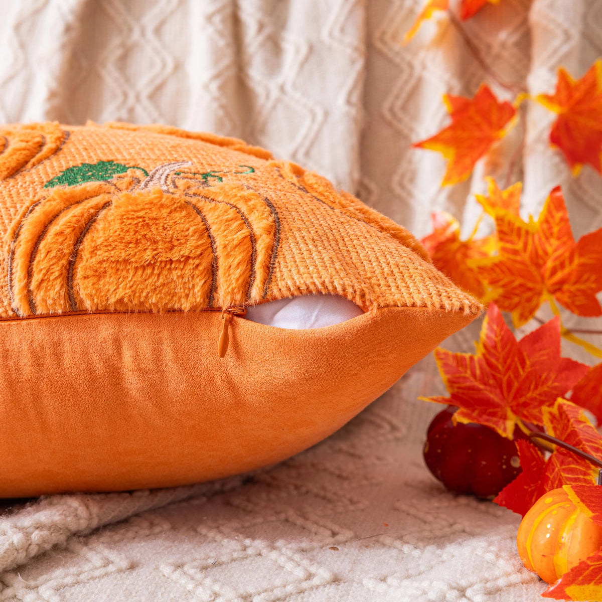 AQOTHES Fall Pumpkin Orange Throw Pillow Covers 18x18 Inch Pack of 2 🍁 All In One Marketplace Canada