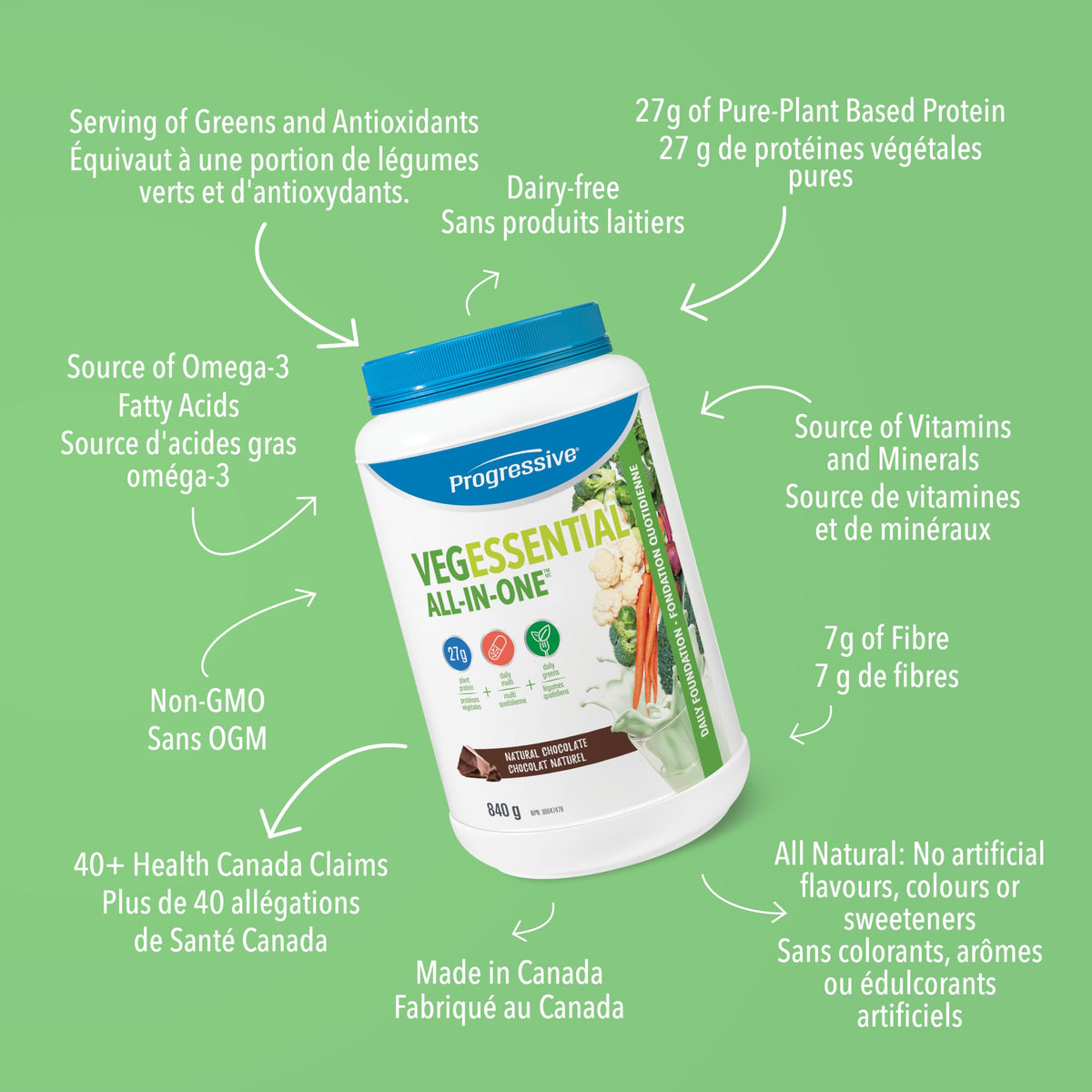 Progressive VegEssential, All-In-One Vegan Protein, Greens, Vitamins & Minerals Powder - Chocolate Flavour, 840 g