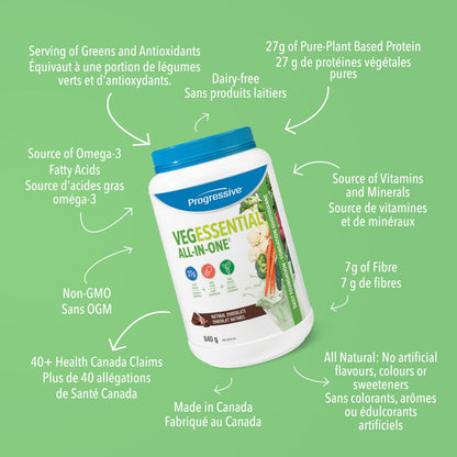 Progressive VegEssential, All-In-One Vegan Protein, Greens, Vitamins & Minerals Powder - Chocolate Flavour, 840 g