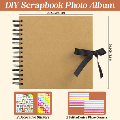 80 Pages Scrapbook Photo Album Brown Kraft Thick Paper Square 20.5x20.5cm DIY Memory Book 250GSM Scrapbooking Kit 15 Rings for Wedding Birthday Christmas PAP21SKP40 🍁 All In One Marketplace Canada